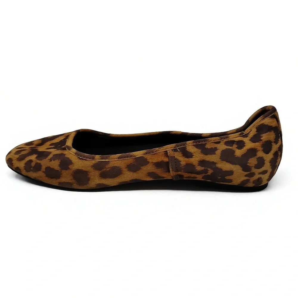 Vionic Orinda Leopard Ballet Flats Womens Size 6 Slip On Suede Comfort Shoes